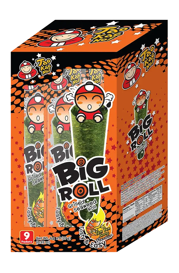 تاوكاينوي طحالب البحر المقرمشة رول كبير - بنكهة توم يام جونغ الحارة | 3جم × 9 × 12 عبوات - 108 حبة