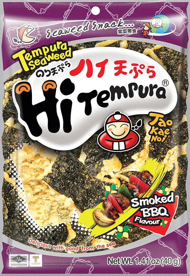 TAOKAENOI TEMPURA SEAWEED - SMOKED BBQ FLAVOUR | 40G × 12 CASES
