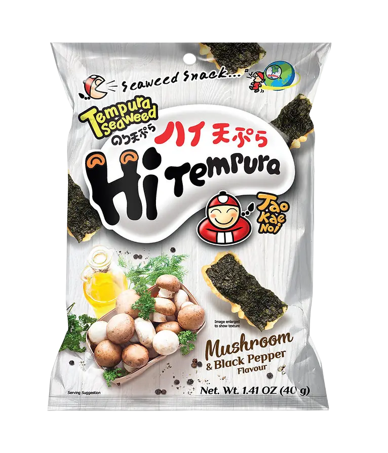 TAOKAENOI TEMPURA SEAWEED - BLACK PEPPER FLAVOUR | 40G × 12 CASES