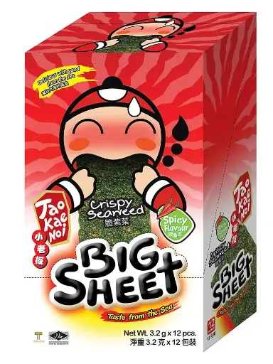 [0145] TAOKAENOI CRISPY SEAWEED BIG SHEET | 3.2G SPICY FLAVOUR × 12 × 10 PACKETS