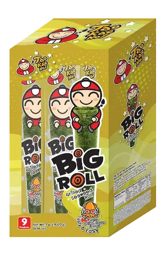 [0545] تاوكاينوي طحالب البحر المقرمشة رول كبير - بنكهة الحبار المشوي الحار | 3جم × 9 × 12 عبوات - 108 حبة